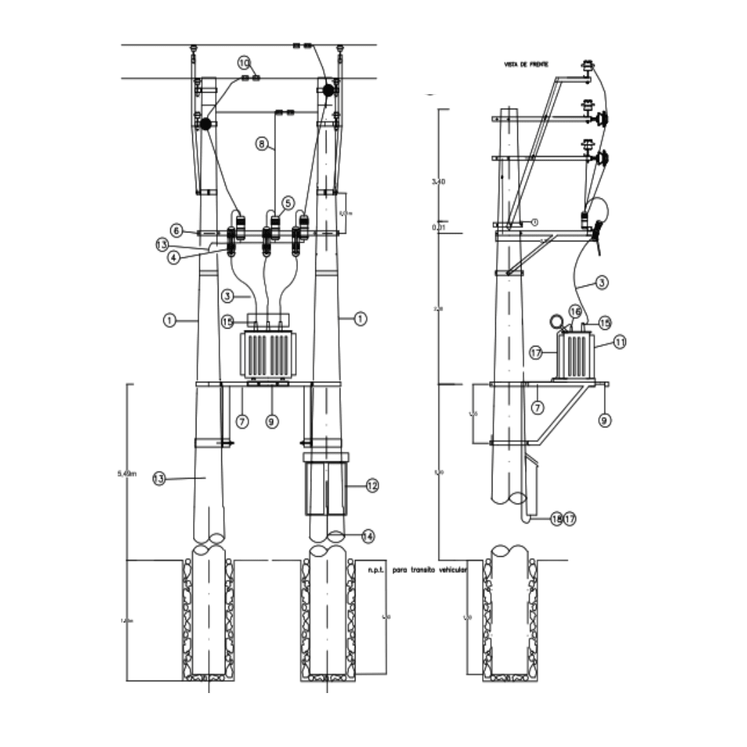 ARMADO TIPO ATSM-B TRIFASICO PARA SUBESTACION MONOPOSTE CON DMS GALV CALIENTE ARAGCU AR1