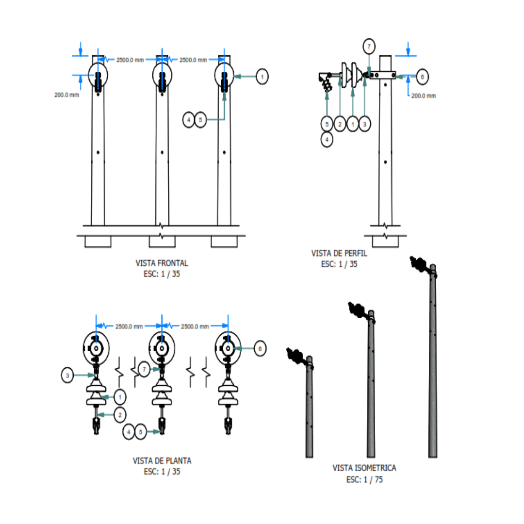 ARMADO TIPO ATT5 TRIFASICO TRIO MEDIA TENSION GALV CALIENTE ARAGCU AR1