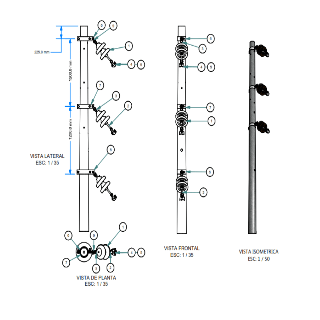 ARMADO TIPO ATV3 TRIFASICO VERTICAL GALV CALIENTE ARAGCU AR