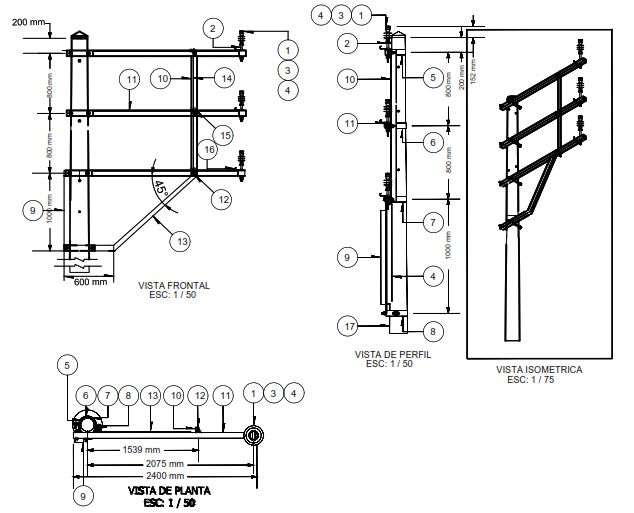 ARMADO TIPO ATV5 TRIFASICO VERTICAL GALV CALIENTE ARAGCU AR1