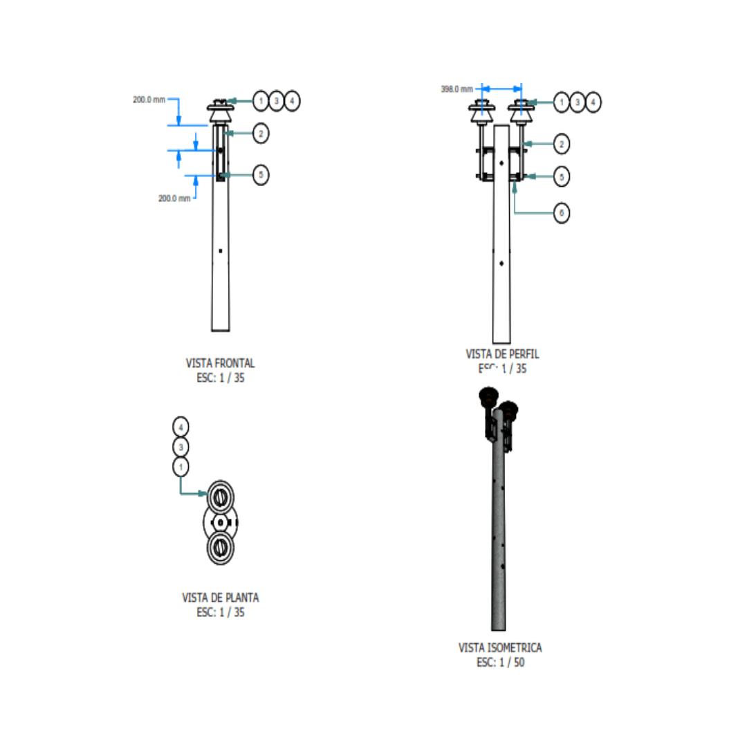 ARMADO TIPO AU2 MONOFASICO DE MEDIA TENSION GALV CALIENTE ARAGCU AR1