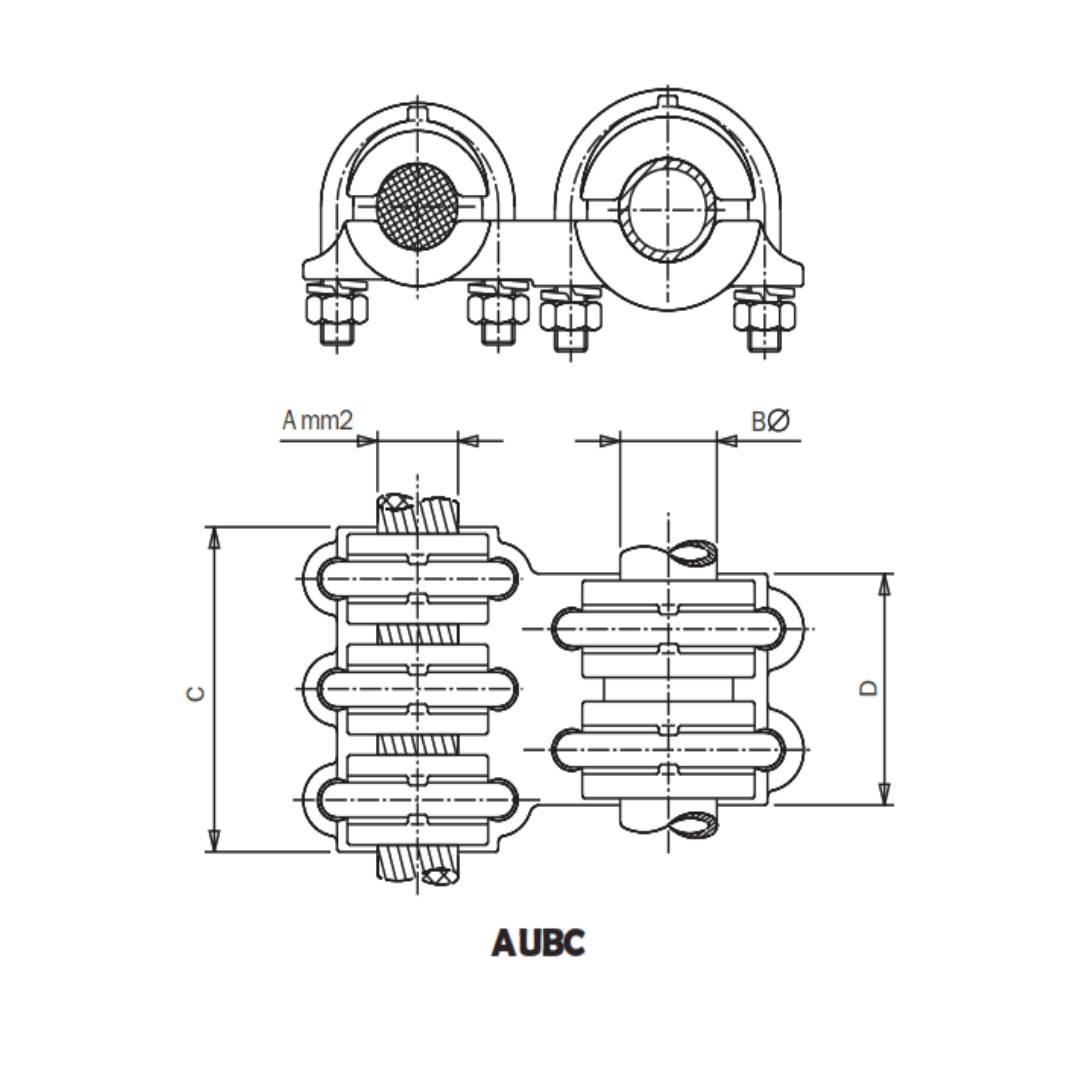 CONECTOR PARALELO PARA TUBO AL Y CABLE AL AUBC-63530 ARAGCU AS1