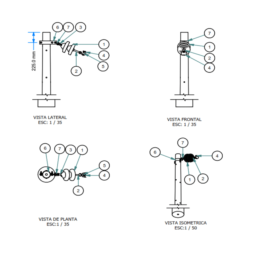ARMADO TIPO AVU3 MONOFASICO VERTICAL GALV CALIENTE ARAGCU AR1