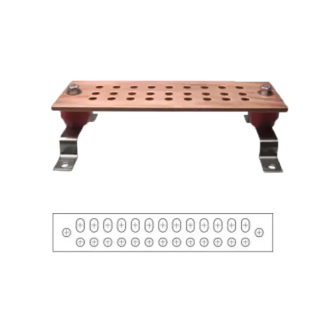 BARRA DE CONEXION C/AISLADOR+SOPORTE COBRE 1/4''X4''X24'' Ø7/16'' THERMOWELD1