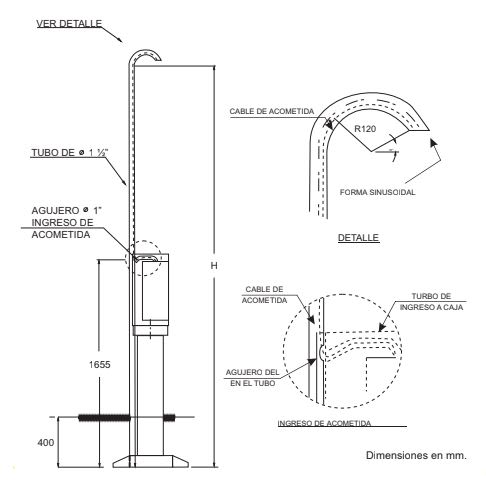BASTON DE FIERRO GALVANIZADO PARA ACOMETIDAS AEREAS AP5475002 ARAGCU AD2