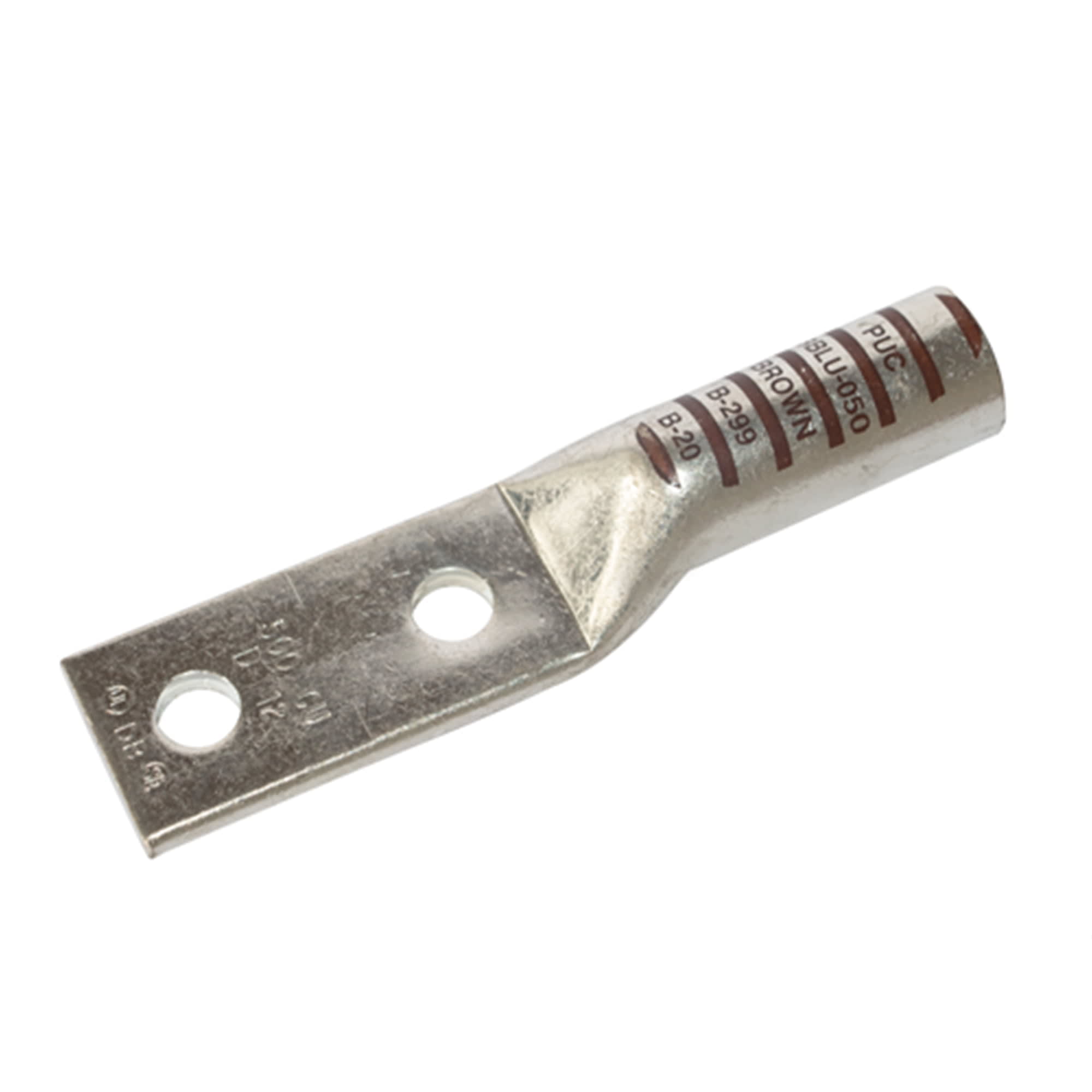 TERMINAL A COMPRESION DE COBRE ESTAÑADO BARRIL LARGO 2 HOYOS 500KCMIL 1/2'' 35KV MARRON CON UL PENNUNION1