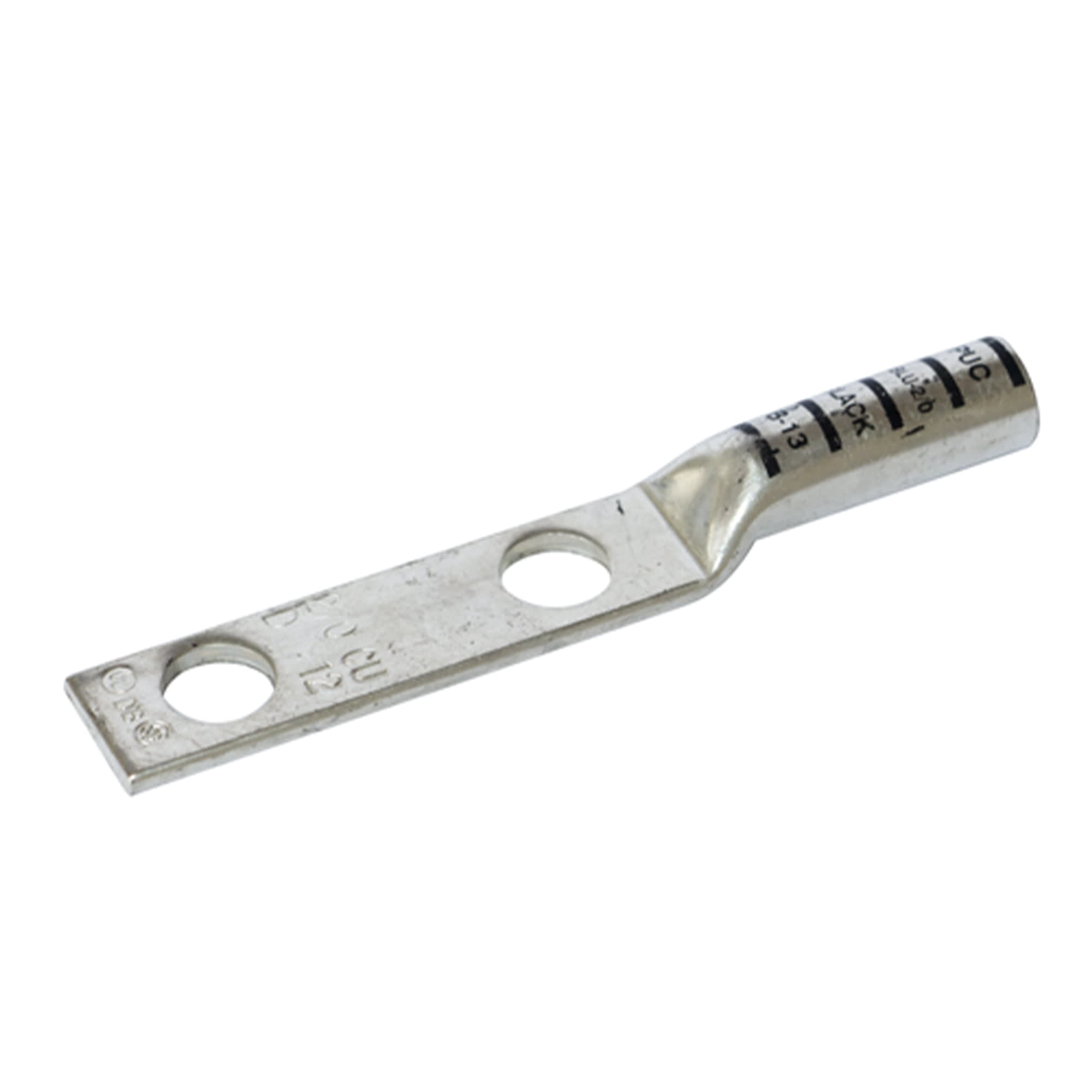 TERMINAL A COMPRESION DE COBRE ESTAÑADO BARRIL LARGO 2 HOYOS 2/0AWG 1/2'' 35KV NEGRO CON UL PENNUNION