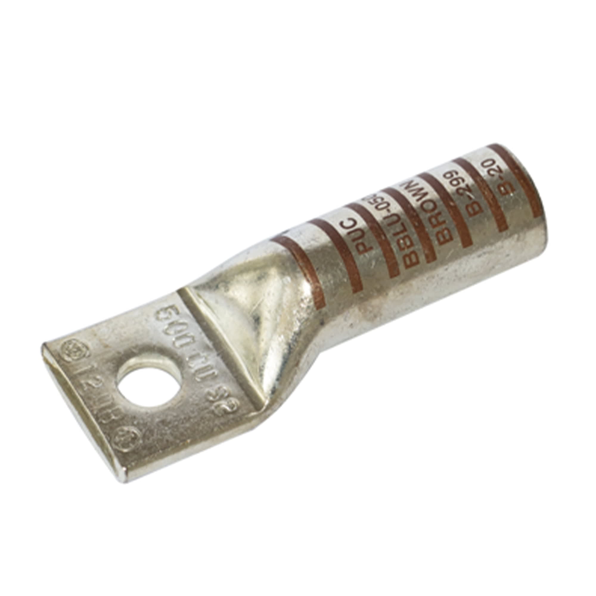 TERMINAL A COMPRESION DE COBRE ESTAÑADO BARRIL LARGO 1 HOYO 500KCMIL 1/2'' 35KV MARRON CON UL PENNUNION