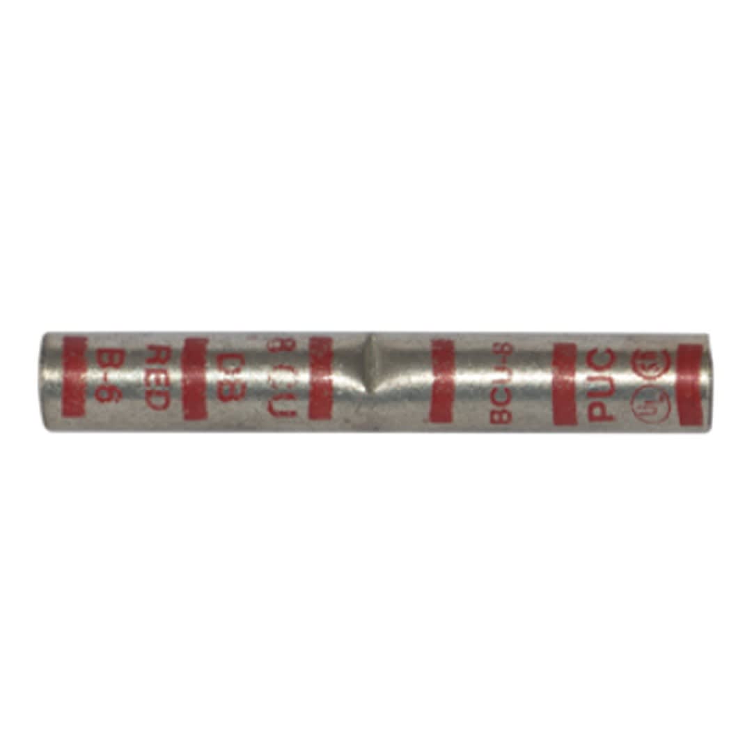 UNION A COMPRESION DE COBRE ESTAÑEADO BARRIL CORTO 8AWG ROJO CON UL PENNUNION