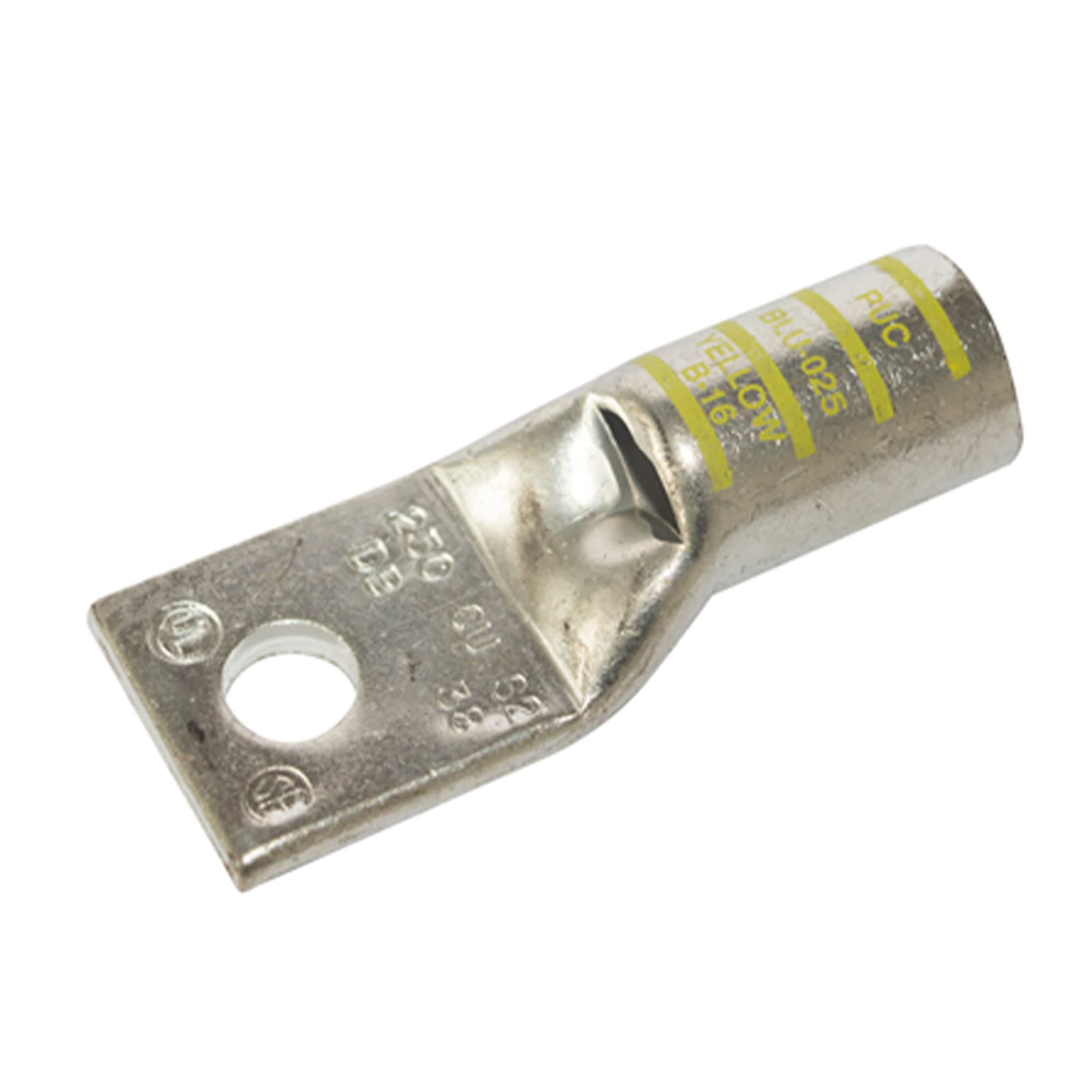 TERMINAL A COMPRESION DE COBRE ESTAÑADO BARRIL STANDARD 1 HOYO 250KCMIL 3/8'' 35KV AMARILLO CON UL PENNUNION1