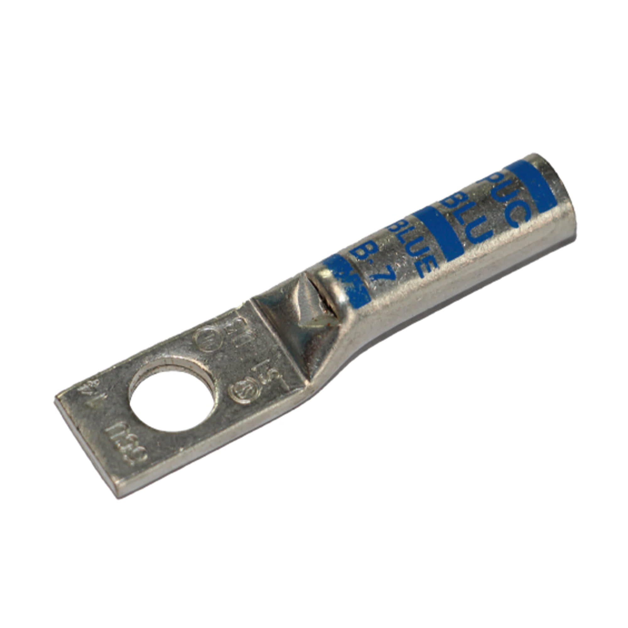 TERMINAL A COMPRESION DE COBRE ESTAÑADO BARRIL STANDARD 1 HOYO 6AWG 1/4'' 35KV AZUL CON UL PENNUNION1