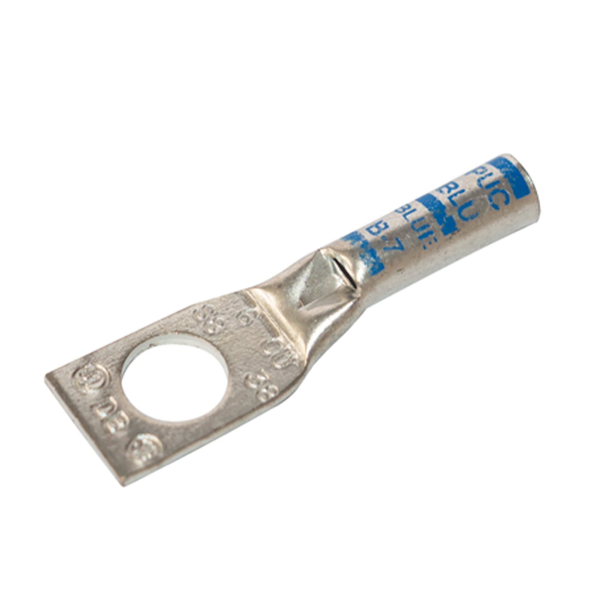 TERMINAL A COMPRESION DE COBRE ESTAÑADO BARRIL STANDARD 1 HOYO 6AWG 3/8'' 35KV AZUL CON UL PENNUNION