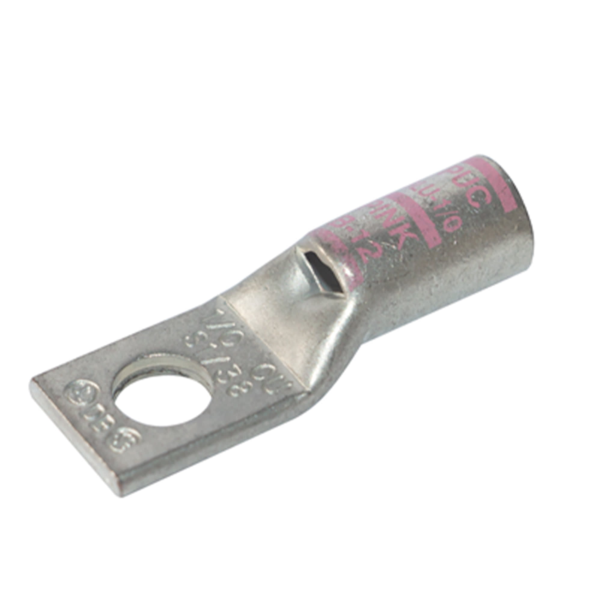 TERMINAL A COMPRESION DE COBRE ESTAÑADO BARRIL STANDARD 1 HOYO 1/0AWG 3/8'' 35KV ROSADO CON UL PENNUNION1