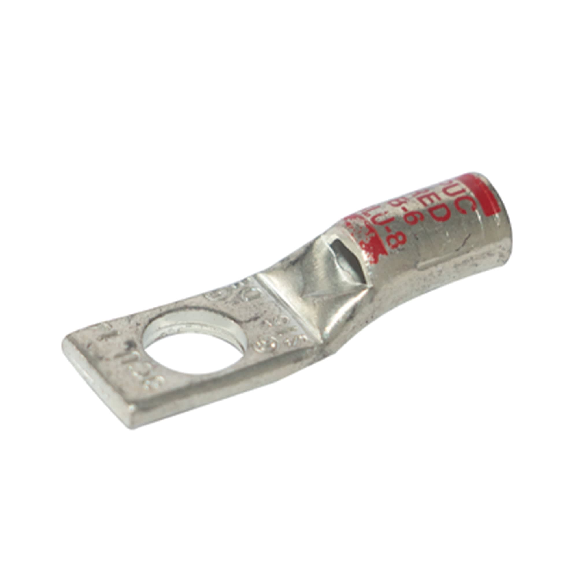 TERMINAL A COMPRESION DE COBRE ESTAÑADO BARRIL STANDARD 1 HOYO 8AWG 1/4'' 35KV ROJO CON UL PENNUNION1