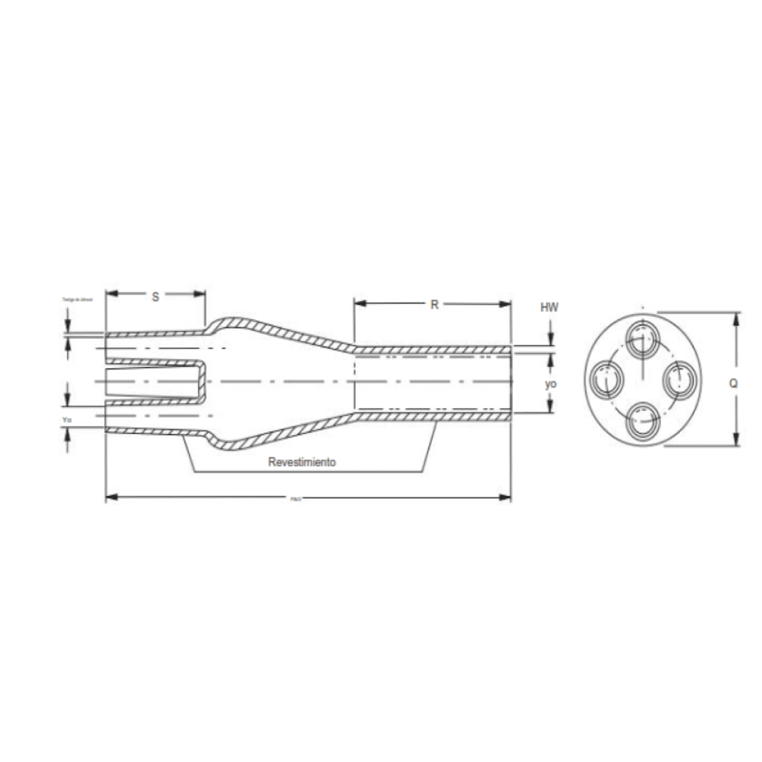BOTA TERMOCONTRAIBLE DE TRIFURCACION 1KV 100-28MM 3 SALIDAS 402W526/S RAYCHEM2