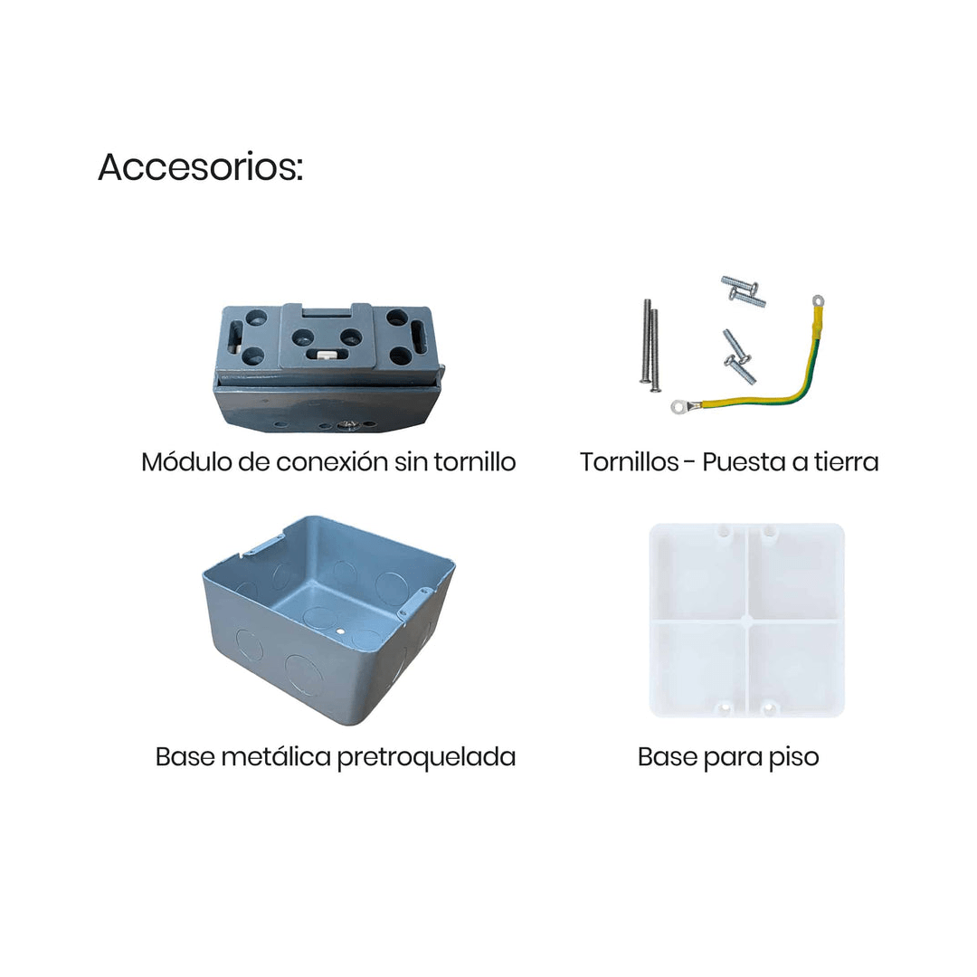CAJA DE PISO 4 MODULOS (SOFT OPEN) COLOR GRIS + 2 TOMACORRIENTES UNIVERSALES ONESTO2