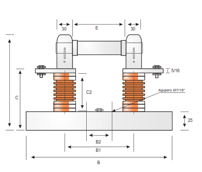 BASE PORTAFUSIBLE DE RESINA EPOXICA ARALDIT DE 24KV/200AMP BPF-24-200 FARCOTEC1