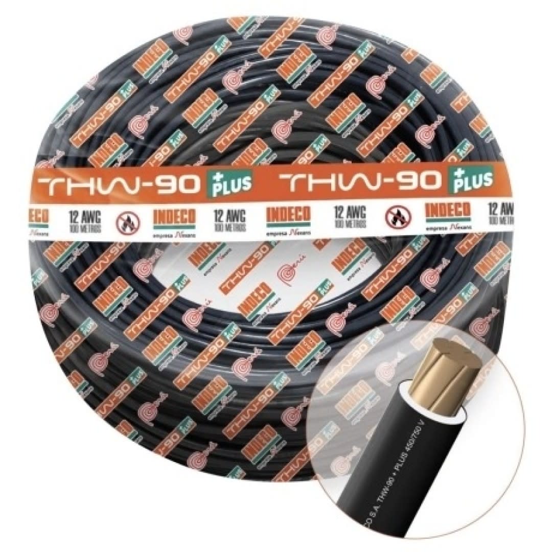 CABLE THW-90+PLUS 10AWG 750V AISLAMIENTO PVC NEGRO CLASE 2 X ROLLO 10055665 INDECO2