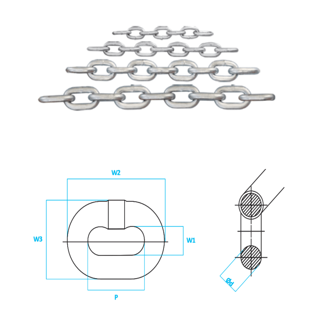 CADENA DE FIERRO GALVANIZADO 1/8'' (SACO 301.2M/50KG) 0.1T FS 4:1 SLR2
