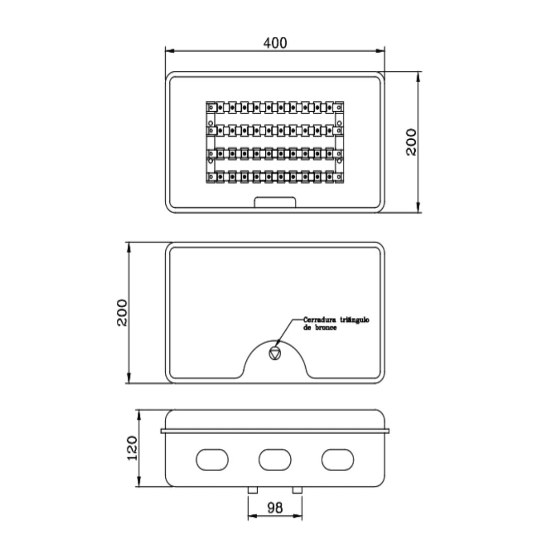 CAJA DE DERIVACION Y ACOMETIDA 440/220V 10 SALIDAS D1CJ0000 ARAGCU AD1