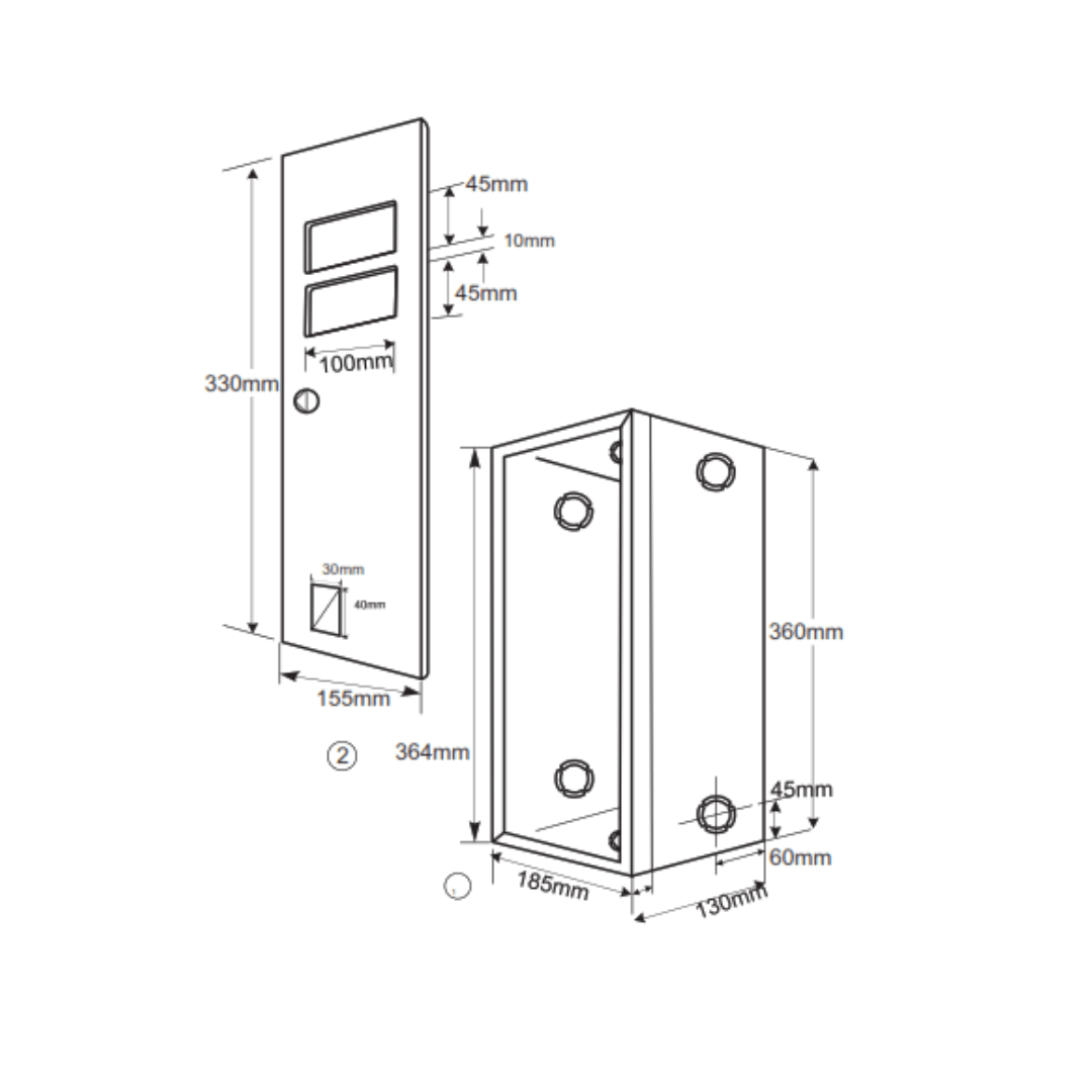 CAJA PORTA MEDIDOR METALICA MONOFASICO 364X185X130MM AP6911002 ARAGCU AD2