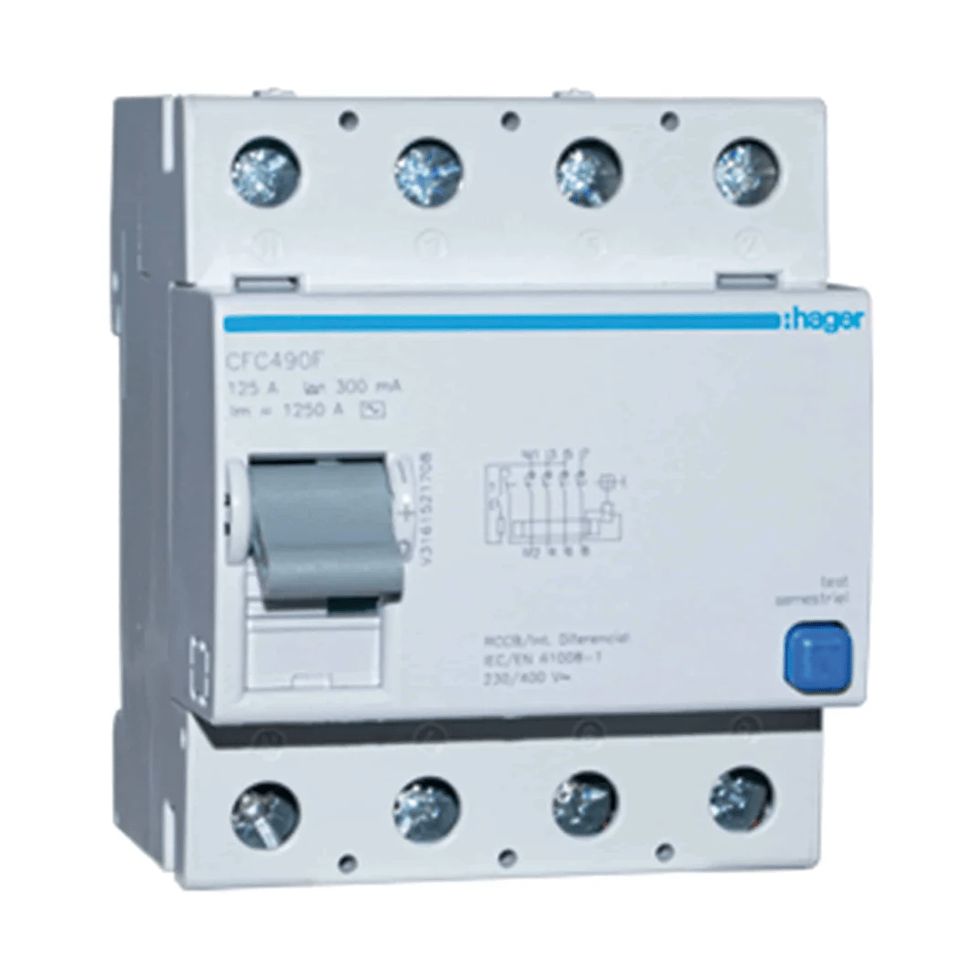 INT. DIFERENCIAL 4P 125A. TIPO AC. 300MA. CFC490F HAGER1