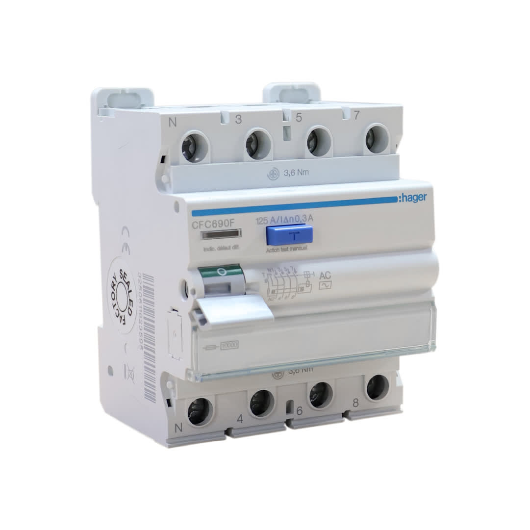 INT DIFERENCIAL 4P 125A TIPO AC 300MA CFC690F HAGER1
