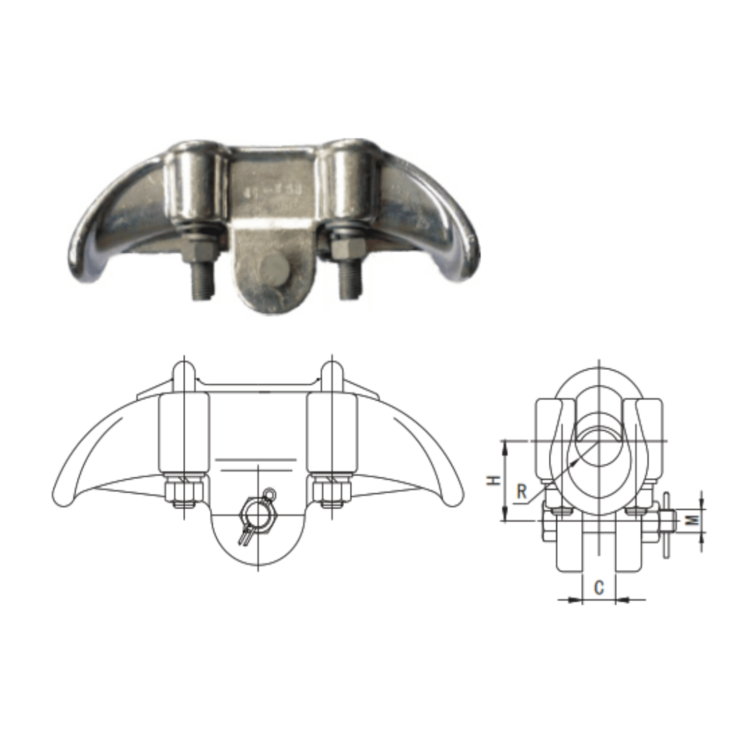 GRAPAS DE SUSPENSION ALUMINIO MODELO CGF-5K Ø26.0-34.0MM 70KN ARAGCU HE
