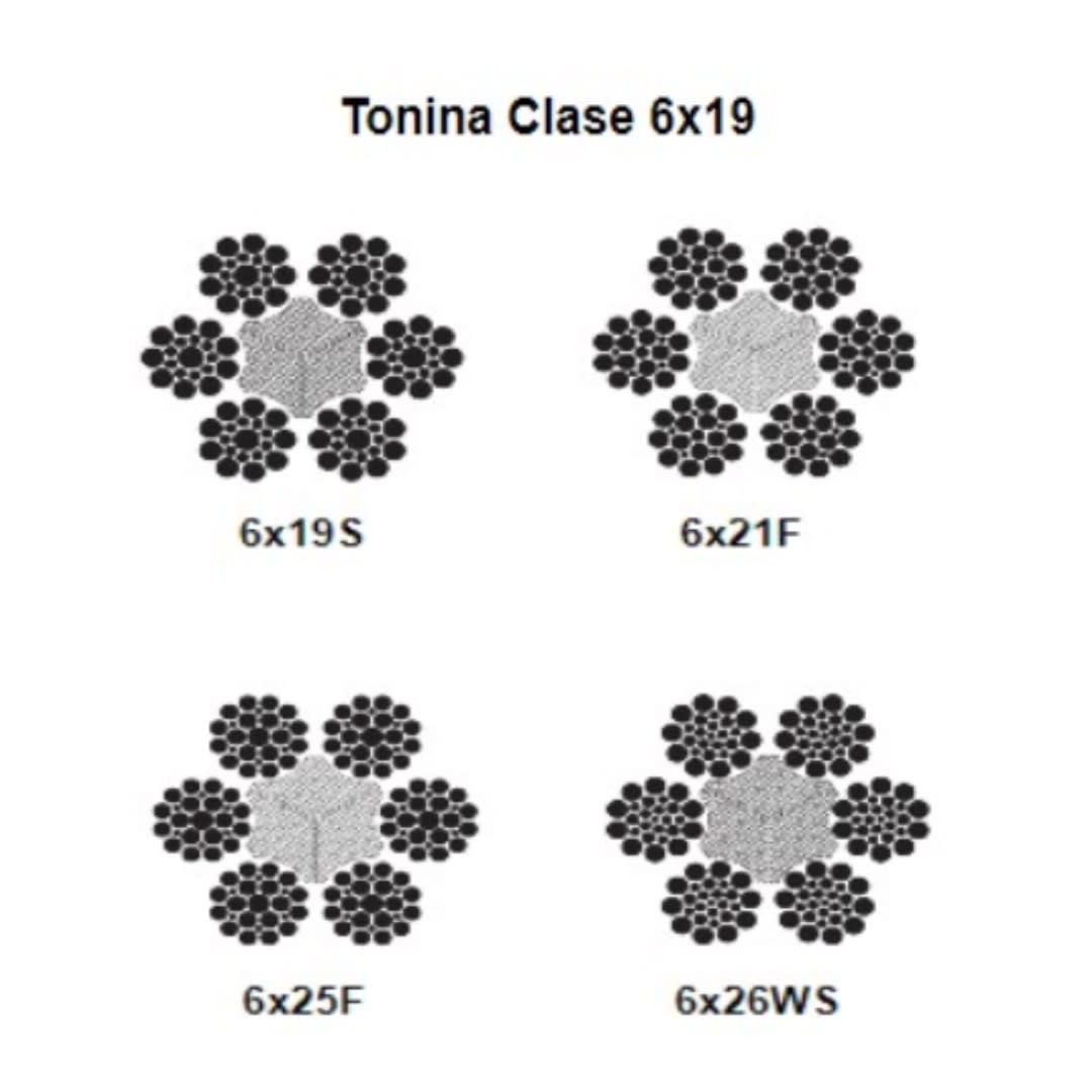 CABLE TONINA CL 6X21F A/F GALVANIZADO 1/2'' CAMESA1