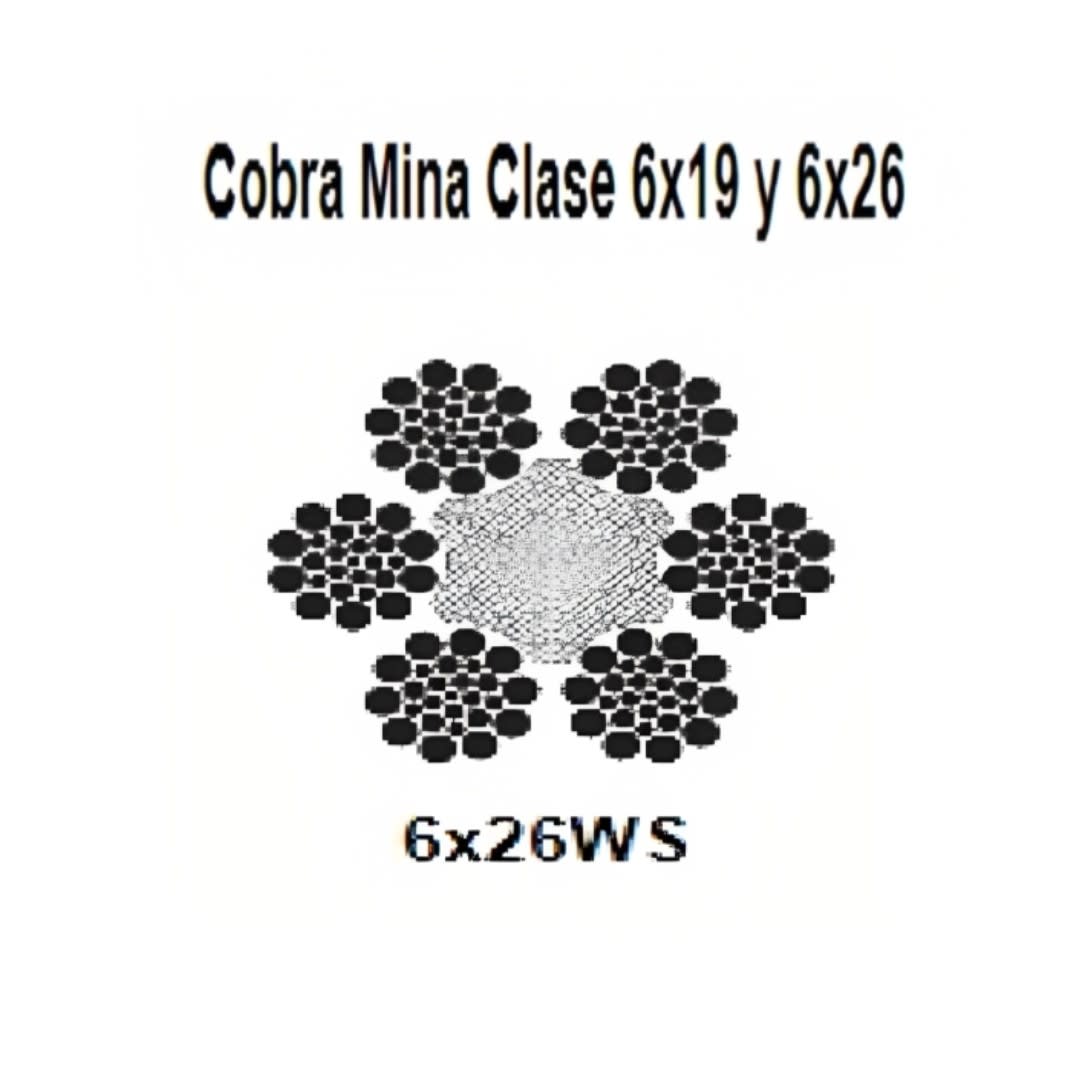 CABLE COBRA MINA CL 6X26WS A/H NEGRO 1-5/8'' CAMESA