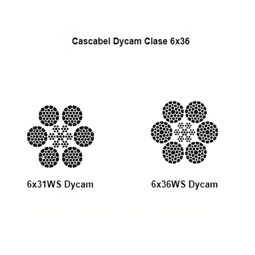 CABLE CASCABEL DYCAM CL 6X36WS A/A NEGRO COMPACTADO 9/16'' CAMESA