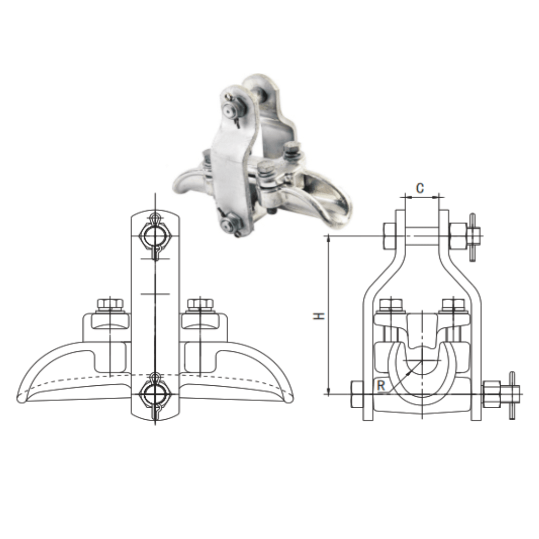 GRAPAS DE SUSPENSION ALUMINIO MODELO CLU-1 Ø8-14MM 40KN ARAGCU HE