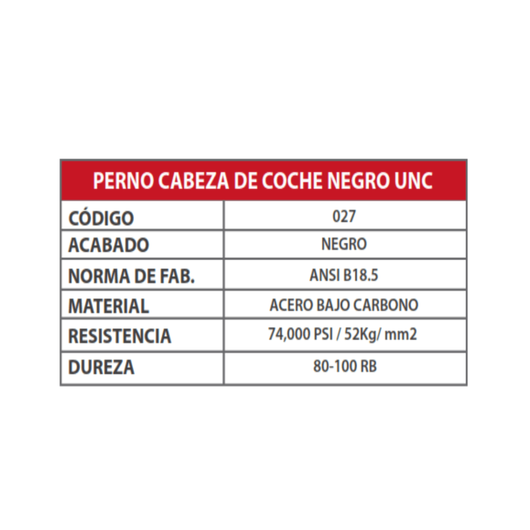 PERNOS CABEZA DE COCHE NEGRO 5/8'' UNC ARAGCU OUTLET3