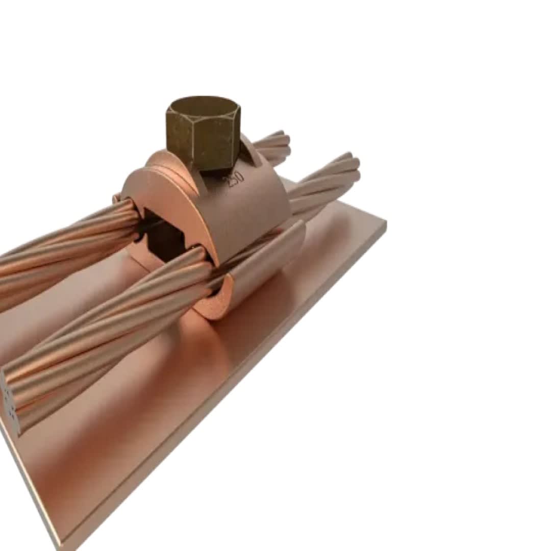 CONECTOR TIERRA DOBLE CU P/2 CABLES PARAL 2AWG-2/0AWG A BARRA C/PERNO Ø2-1/4'' UL BURNDY2