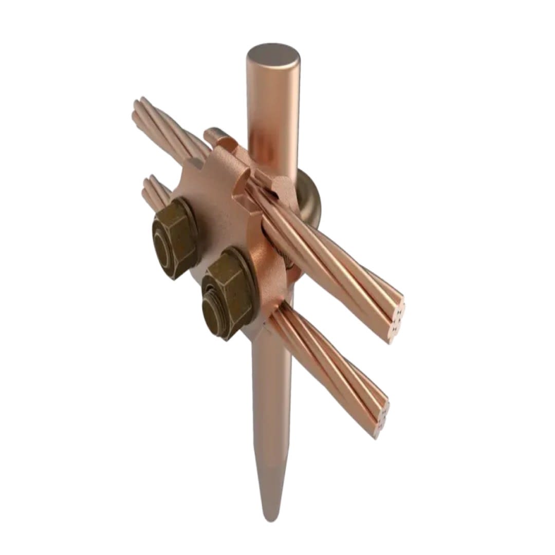 CONECTOR TIERRA CU P/2 CABLES PARAL. 2/0AWG-250MCM Y PERPEND TUBO 3/8'' Ø5/8''-3/4'' UL BURNDY3