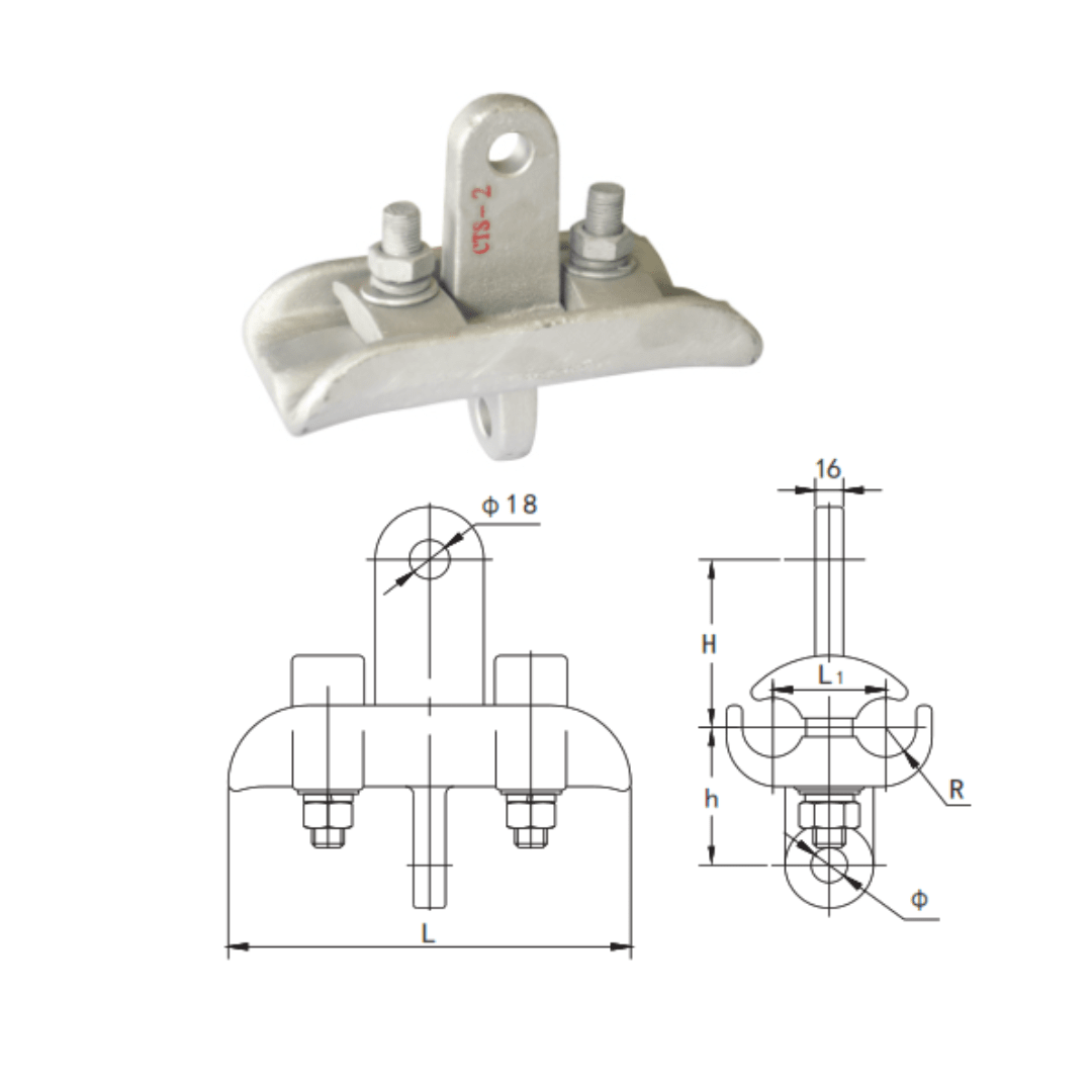 GRAPAS DE SUSPENSION ALUMINIO MODELO CTS-2 Ø17.0-27.0MM 40KN ARAGCU HE