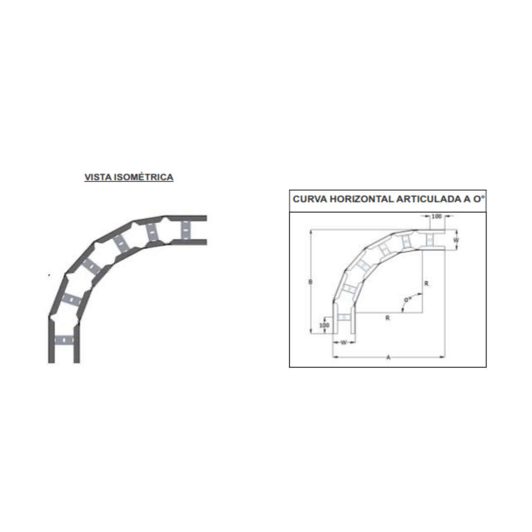 CURVA HORIZONTAL ARTICULADA 90° 300MM GALV. CALIENTE ARAGCU VM2