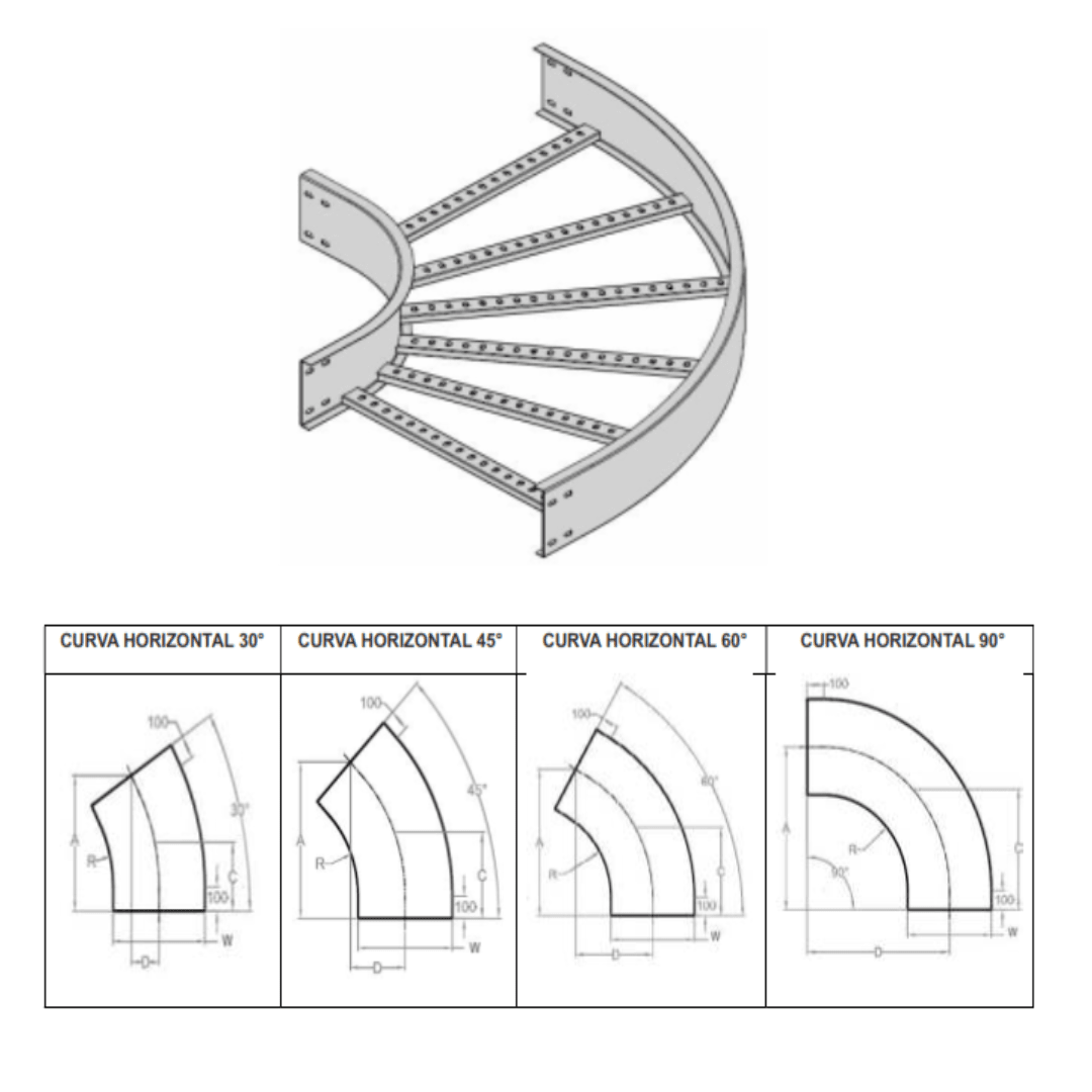 CURVA HORIZONTAL 90° 800MM GALV. CALIENTE ARAGCU VM1