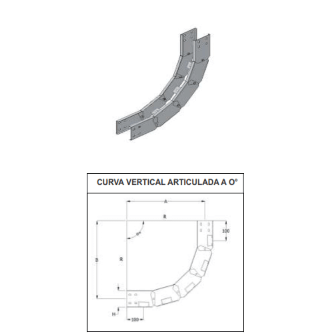 CURVA VERTICAL ARTICULADA 400MM GALV. CALIENTE ARAGCU VM1