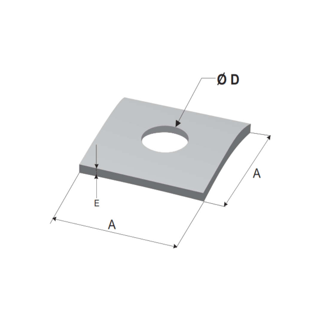 ARANDELA CURVADA 3''X3''X3/16''X18MM 55KN GALV CALIENTE AP6051014 ARAGCU RT3