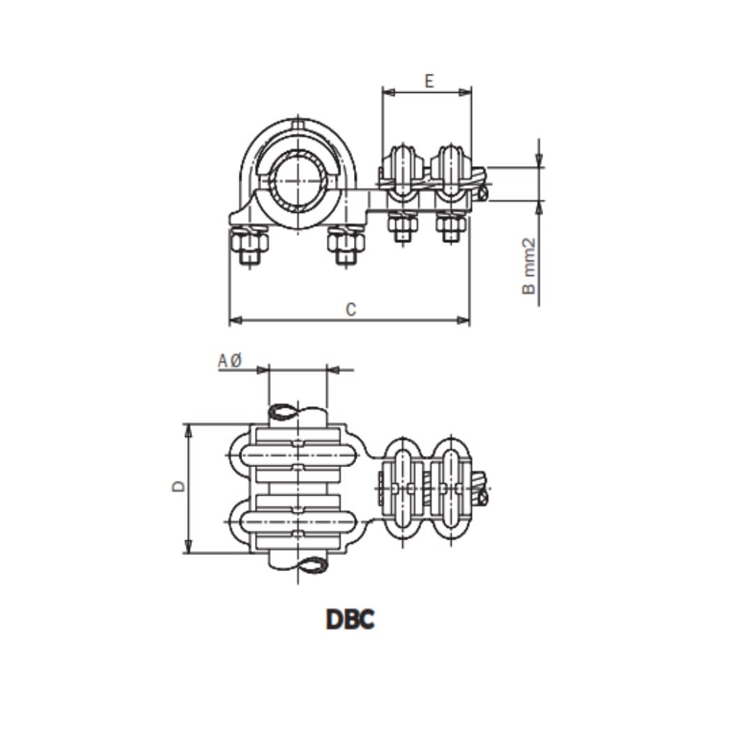 DERIVACION EN T PARA TUBO CU PASANTE Y DERIVADO CABLE CU Ø:60/300-400MM DBC-60400 ARAGCU AS1