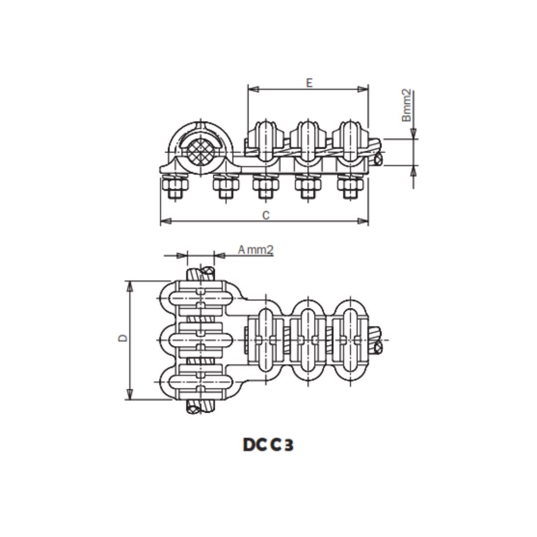 DERIVACION EN T PARA CABLES CU Ø:95-150/500MM DCC3-150500 ARAGCU AS1