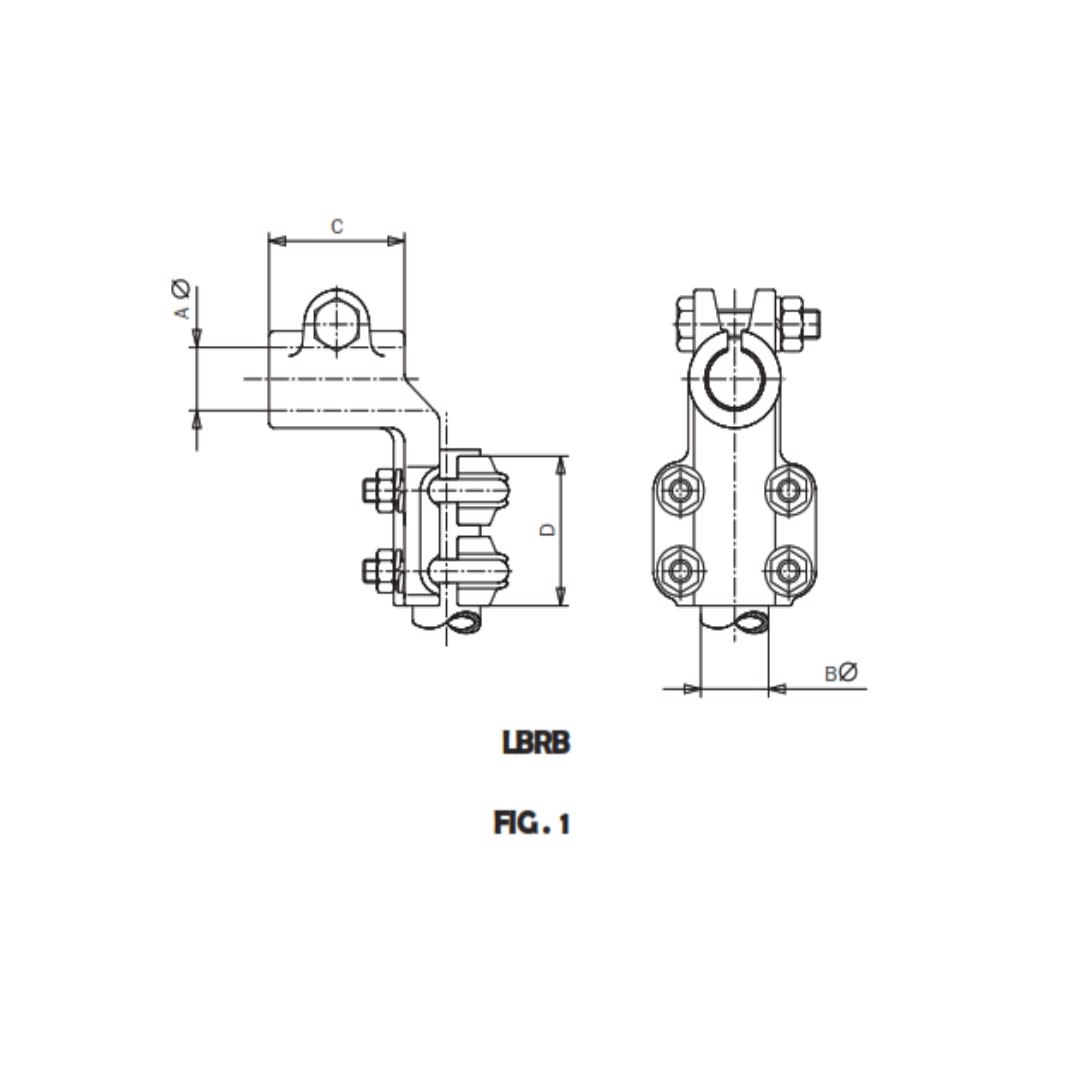 CONECTOR ACODADO BORNA ROSCADA CU A TUBO DE CU Ø:M-20/50MM LBRB-M2050 ARAGCU AS