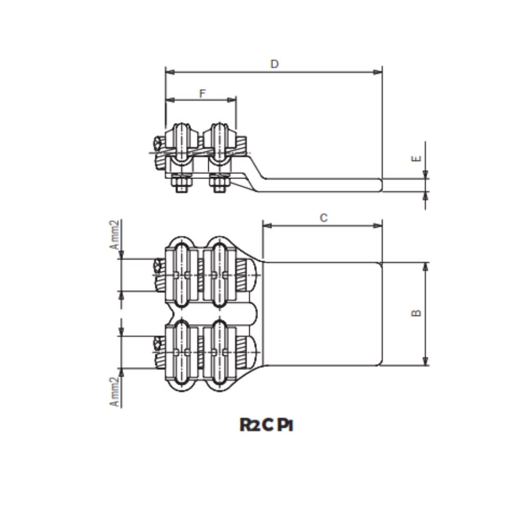 CONECTOR DUPLEX CABLES CU A PLETINA CU Ø:95-150/60MM R2CPI-15044 ARAGCU AS1
