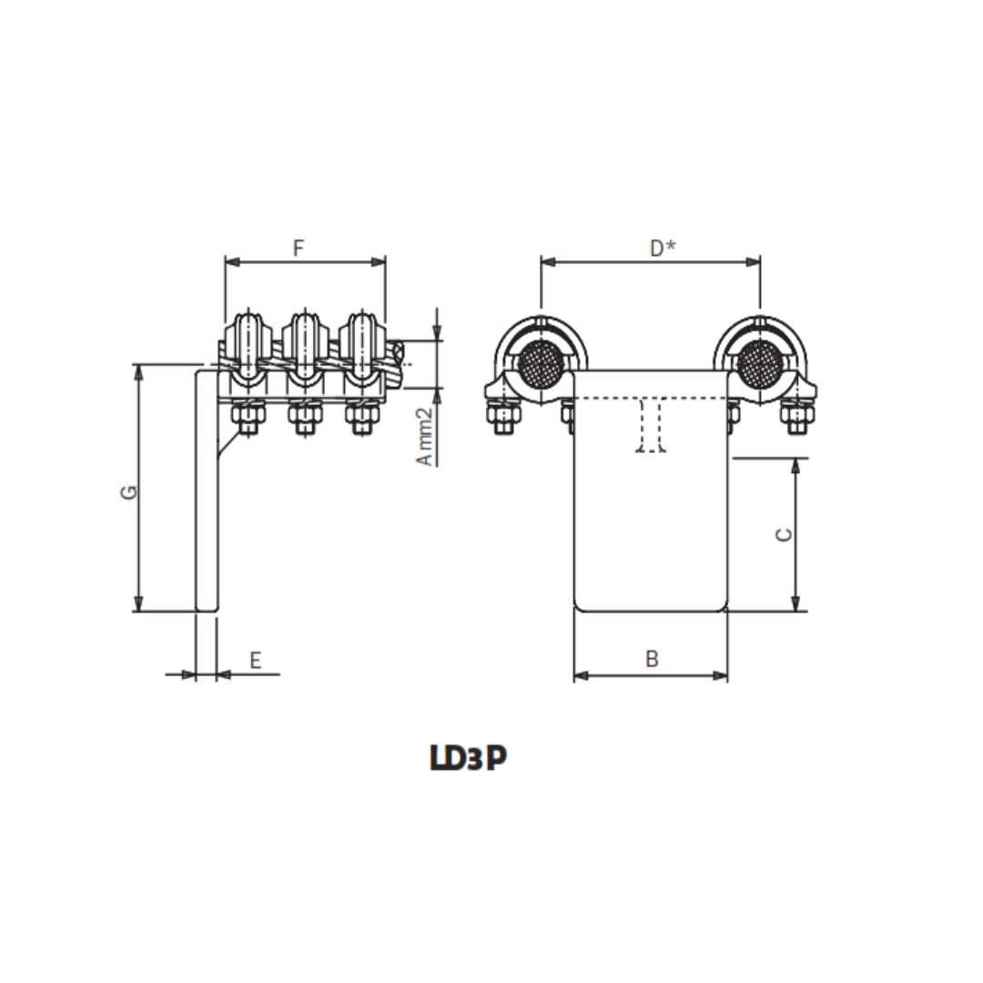 CONECTOR A 90° BIMETALICO UNION TUBO AL A PLETINA CU Ø:50/100MM XLBP-5066CU ARAGCU AS1