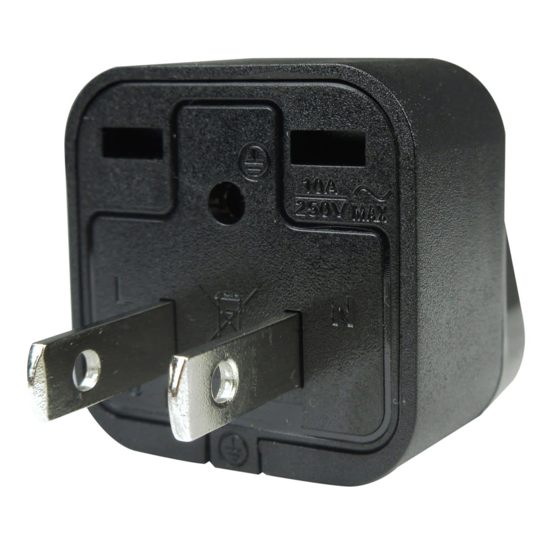 ADAPTADOR UNIVERSAL ESPIGA PLANA 10A 250V COLOR NEGRO WONPRO2