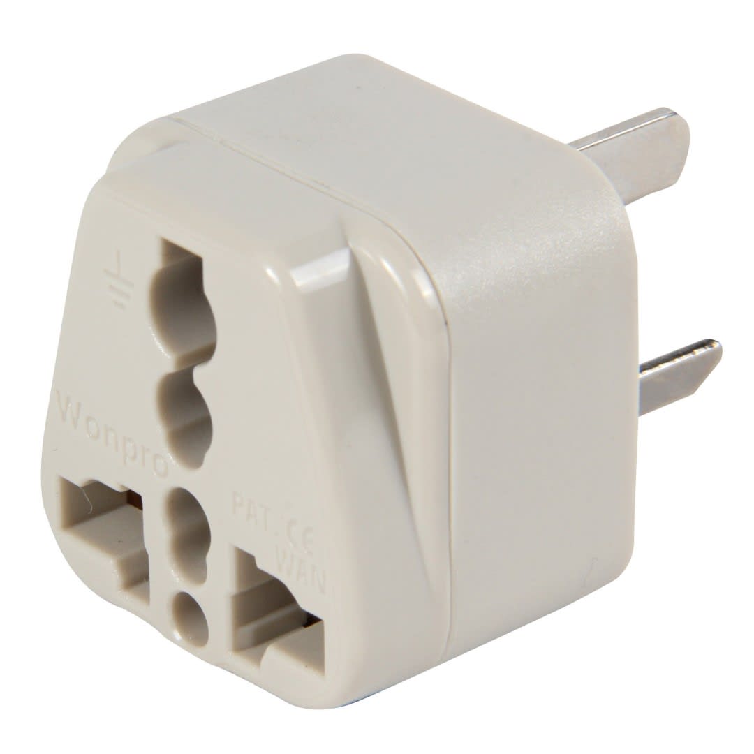 ADAPTADOR UNIVERSAL 10A 250V PARA USO ARGENTINO COLOR GRIS WONPRO2