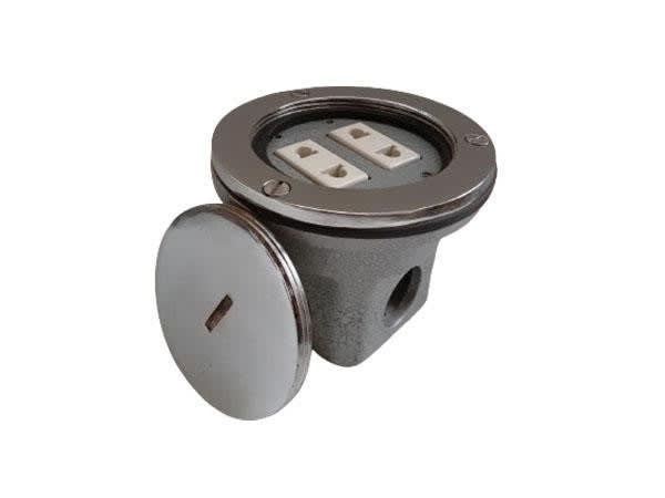 TOMACORRIENTE INDUSTRIAL PARA PISO C/TAPA DE BRONCE CROMADO 15ATPD/15 C AIBAR