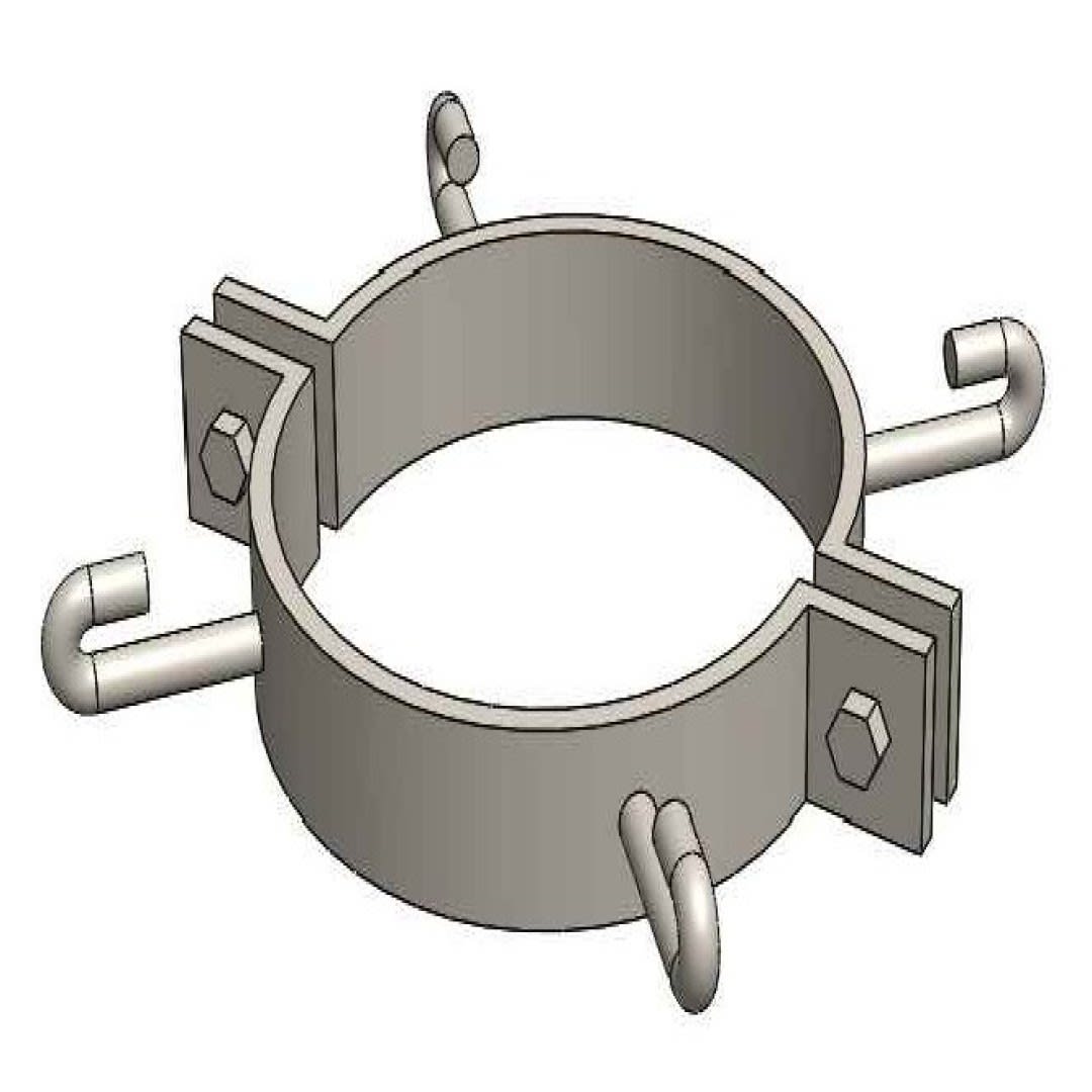 ABRAZADERA COLLARIN CON 4 GANCHOS DE F°G° 150MMX1-1/2''X1/4'' D1AB0801 ARAGCU FO