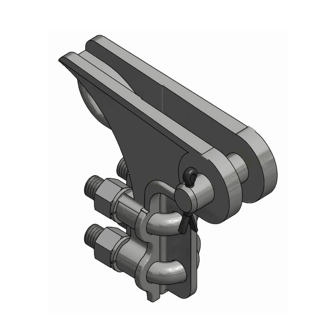 GRAPA DE ANCLAJE TIPO PISTOLA DE 2 PERNOS P/COND. 16-50MM DE DE FIERRO GALV. D1GR0612 ARAGCU MT1